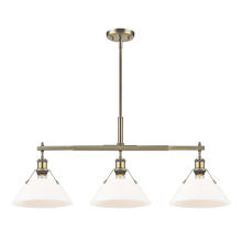 Golden 3306-LP AB-OP - Yep by Golden Lighting Orwell 3-light Island Light in Aged Brass and Opal Glass
